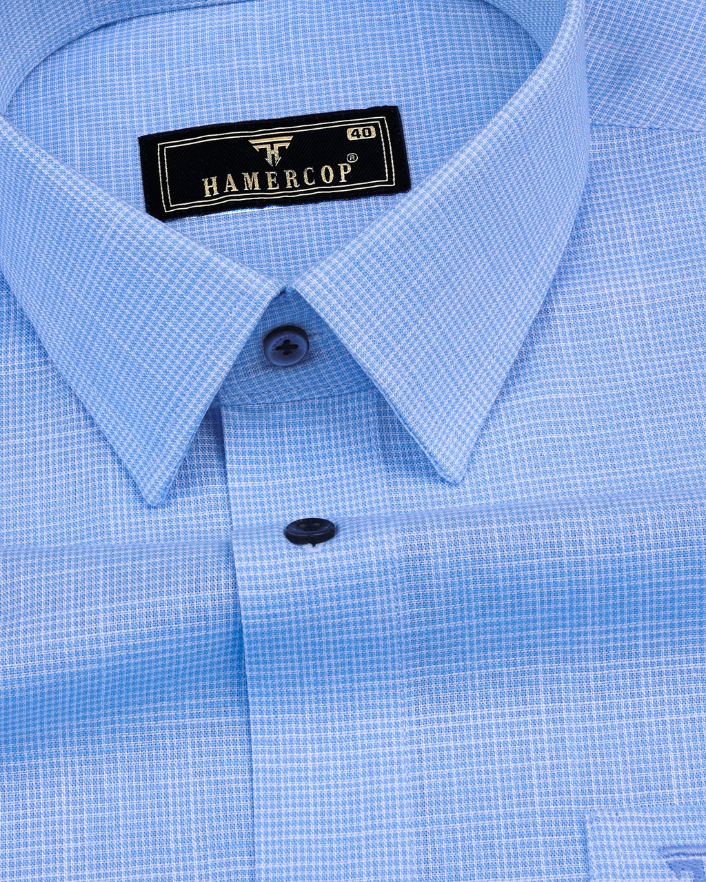 Opsin Blue Houndstooth Check Amsler Cotton Shirt – Hamercop