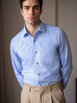 Opsin Blue Houndstooth Check Amsler Cotton Shirt