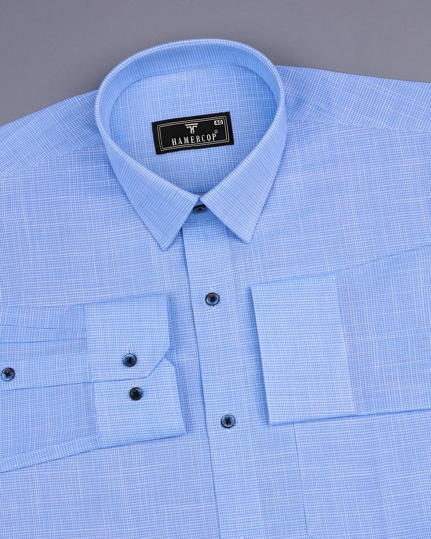 Opsin Blue Houndstooth Check Amsler Cotton Shirt – Hamercop