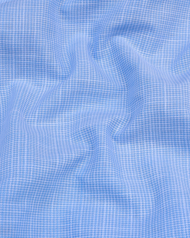 Opsin Blue Houndstooth Check Amsler Cotton Shirt – Hamercop