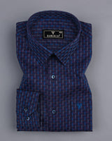 Cadmium Blue Designer Check Premium Cotton Formal Shirt