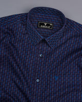 Cadmium Blue Designer Check Premium Cotton Formal Shirt