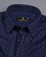 Cadmium Blue Designer Check Premium Cotton Formal Shirt