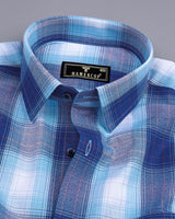Delta Blue With SkyBlue Multi Check Formal Cotton Shirt