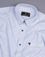 Blue With White Small Weft Stripe Formal Cotton Shirt