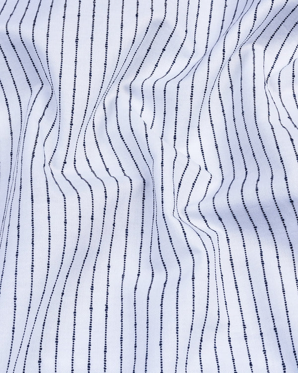 Blue With White Small Weft Stripe Formal Cotton Shirt