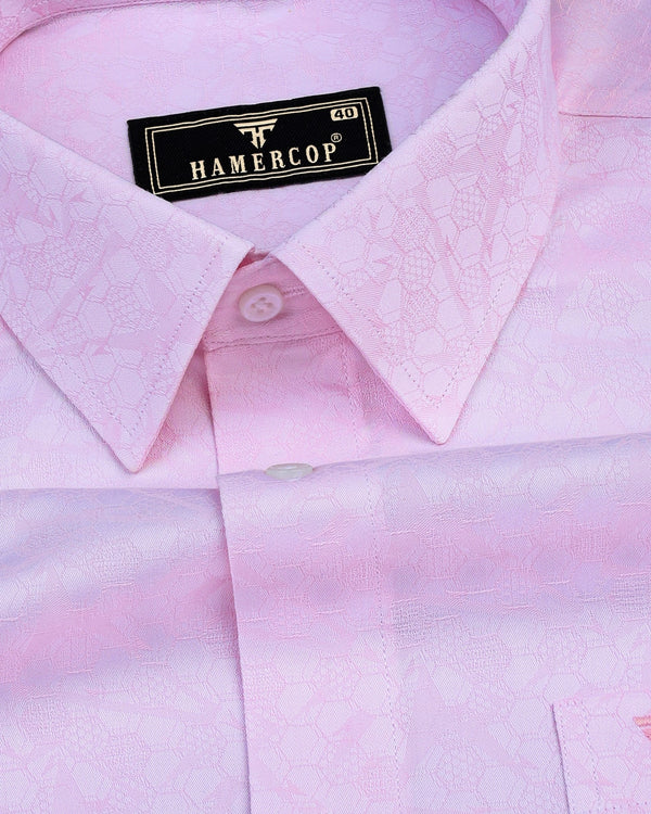 Light Pink Hexagon Printed Jacquard Premium Cotton Shirt