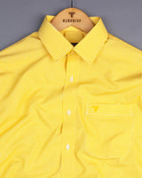 Lemon Yellow Yarn Dyed Small Check Cotton Shirt