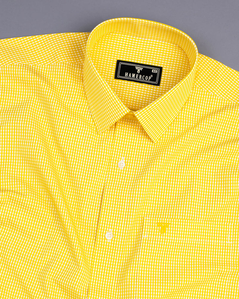 Lemon Yellow Yarn Dyed Small Check Cotton Shirt – Hamercop