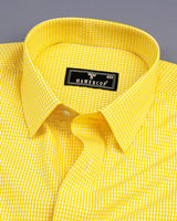 Lemon Yellow Yarn Dyed Small Check Cotton Shirt