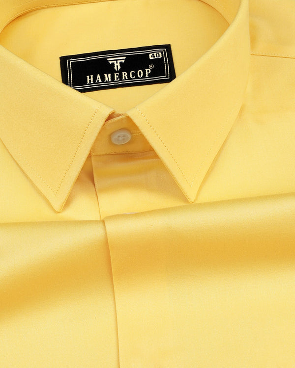 Honey Yellow Soft Touch Satin Premium Cotton Shirt