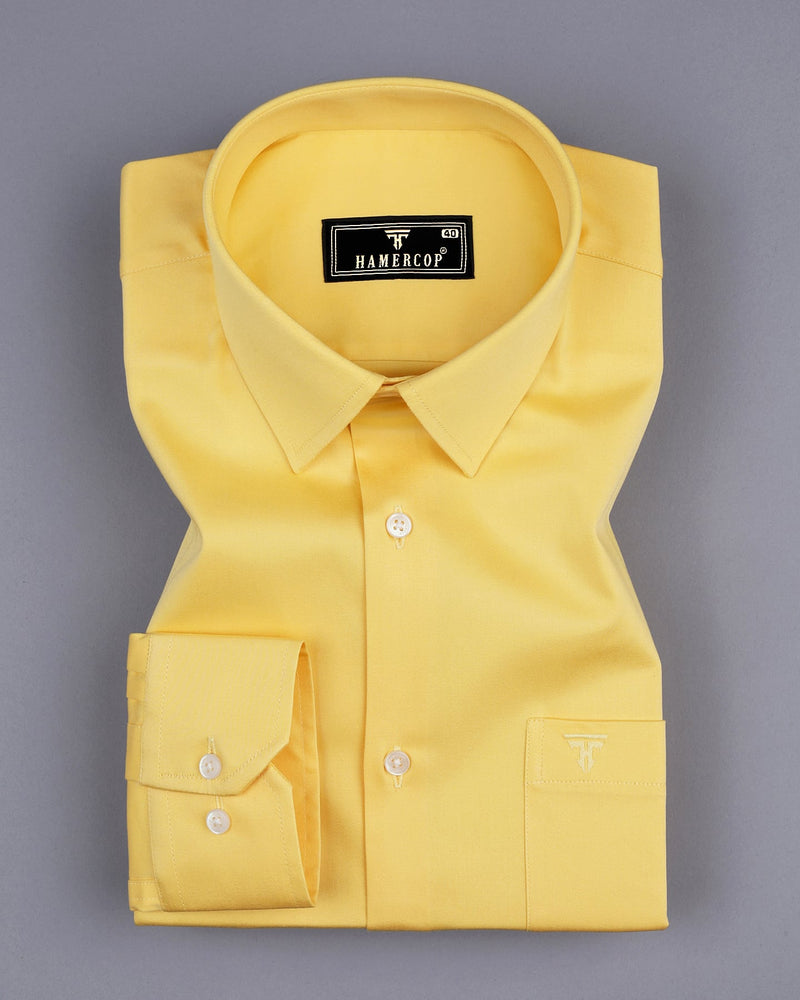 Honey Yellow Soft Touch Satin Premium Cotton Shirt