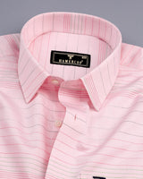 Light Peach Multicolored Weft Stripe Cotton Shirt