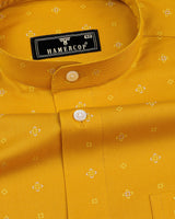 Dark Turmeric Yellow Square Printed Cotton Shirt