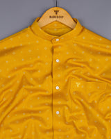 Dark Turmeric Yellow Square Printed Cotton Shirt