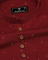 Crimson Red With Arrow Printed Cotton Shirt Style Kurta