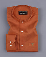 Carrot Orange Dot Printed Premium Cotton Shirt