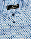 Blue With Yellow Diamond Shape Printed Cotton Shirt