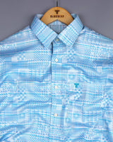 Animo Blue Jacquard Texture Premium Cotton Shirt