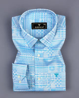 Animo Blue Jacquard Texture Premium Cotton Shirt