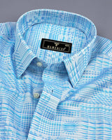 Animo Blue Jacquard Texture Premium Cotton Shirt