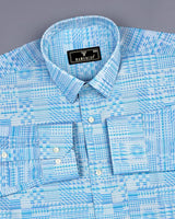 Animo Blue Jacquard Texture Premium Cotton Shirt