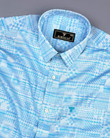 Animo Blue Jacquard Texture Premium Cotton Shirt