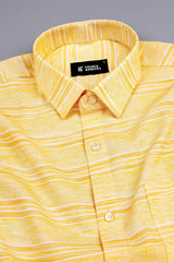 Light and Dark Mango yellow with white Line stipe shirt