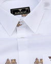 Brown ToyTrain Printed Jacquard White Giza Shirt