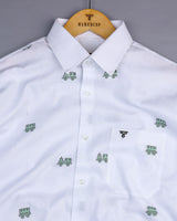 Green ToyTrain Printed Jacquard White Gizza Shirt