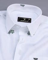 Green ToyTrain Printed Jacquard White Gizza Shirt