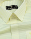 Light Yellow Self Weft Stripe Dobby Cotton Formal Shirt