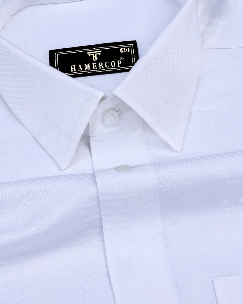 Precious White Jacquard Printed Premium Giza Cotton Shirt