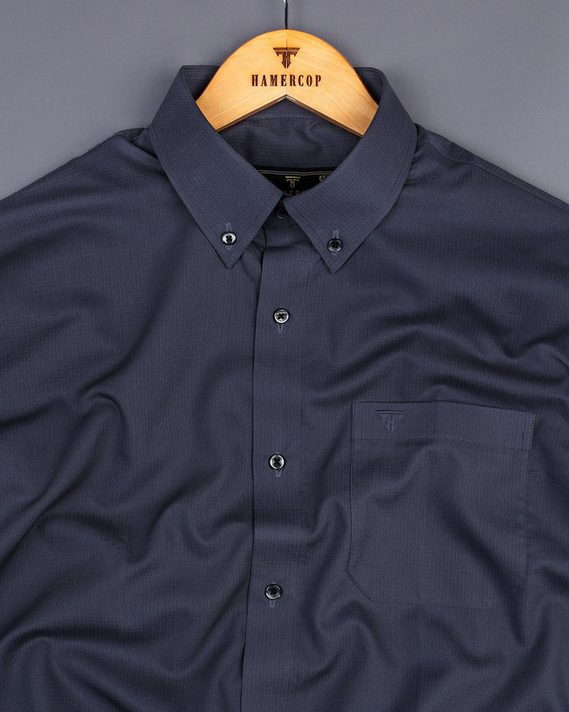 Ash Gray Dobby Texture Premium Cotton Shirt