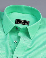 Bright Mint Green Jacquard Textured Cotton Shirt