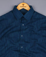 Fusion Blue With Red And White Pin Stripe Cotton Shirt