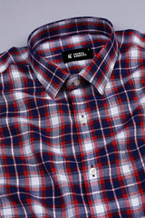 Red and White with Royal blue Line check shirt