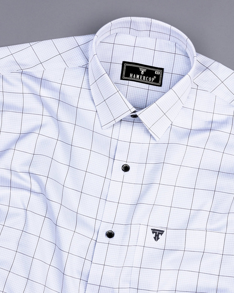 Aroma Gray With White Graph Check Premium Giza Shirt