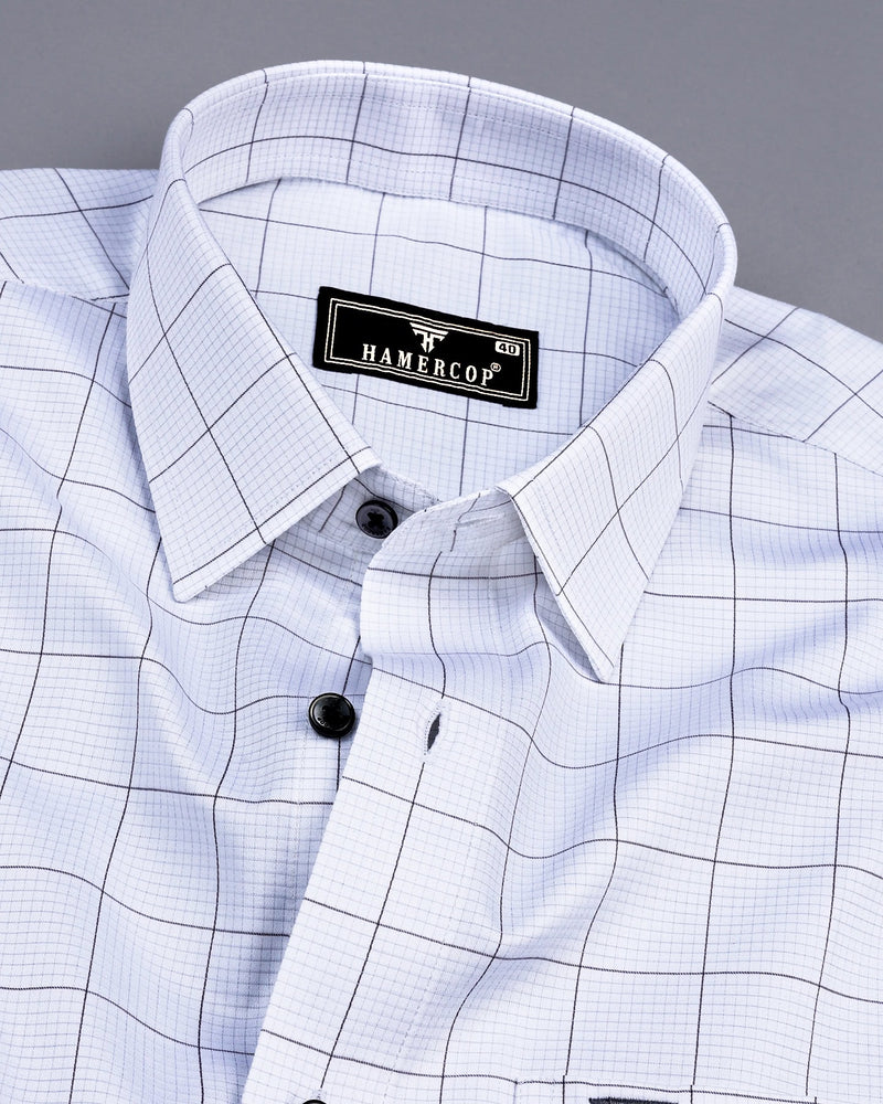 Aroma Gray With White Graph Check Premium Giza Shirt