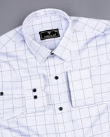 Aroma Gray With White Graph Check Premium Giza Shirt