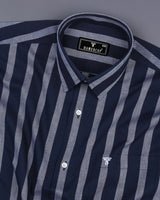 Imperial NavyBlue With White Stripe Oxford Cotton Shirt