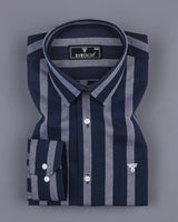 Imperial NavyBlue With White Stripe Oxford Cotton Shirt