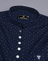 Vortex Blue Small Dot Poplin Printed Shirt Style Kurta