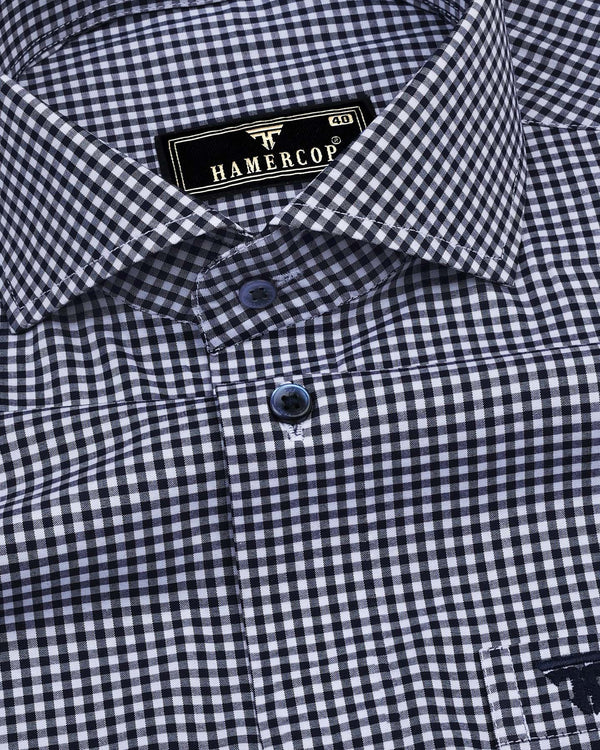 Exotic NavyBlue With White Yarn Dyed Check Cotton Shirt