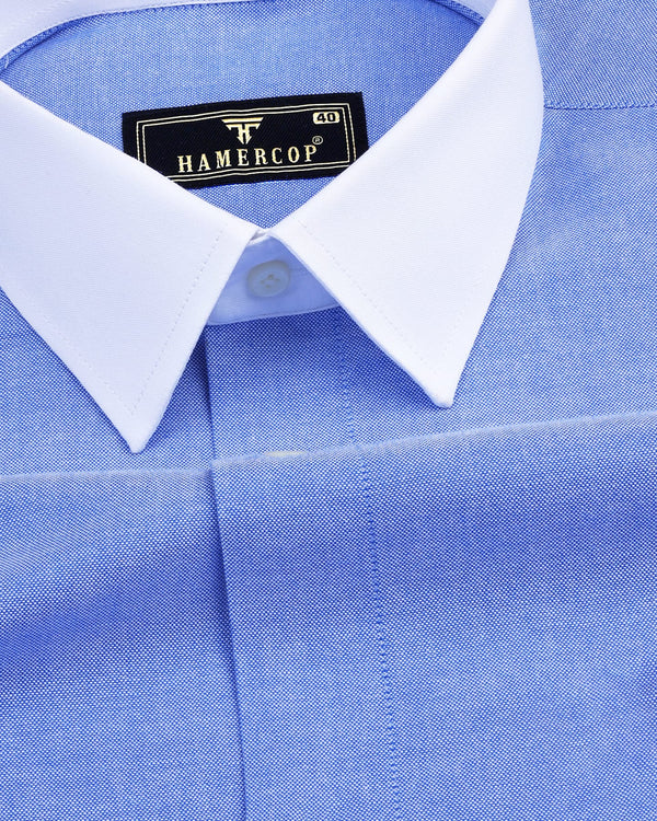 Tangor Blue Oxford Cotton Solid Designer Formal Shirt