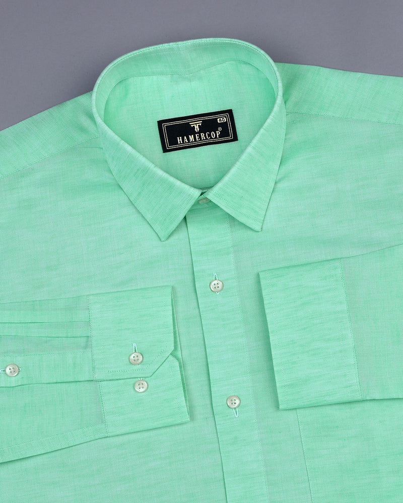 Osaka Mint Green Luxurious Linen Cotton Formal Shirt Hamercop Osaka Mint Green Luxurious Linen Cotton Formal Shirt Hamercop