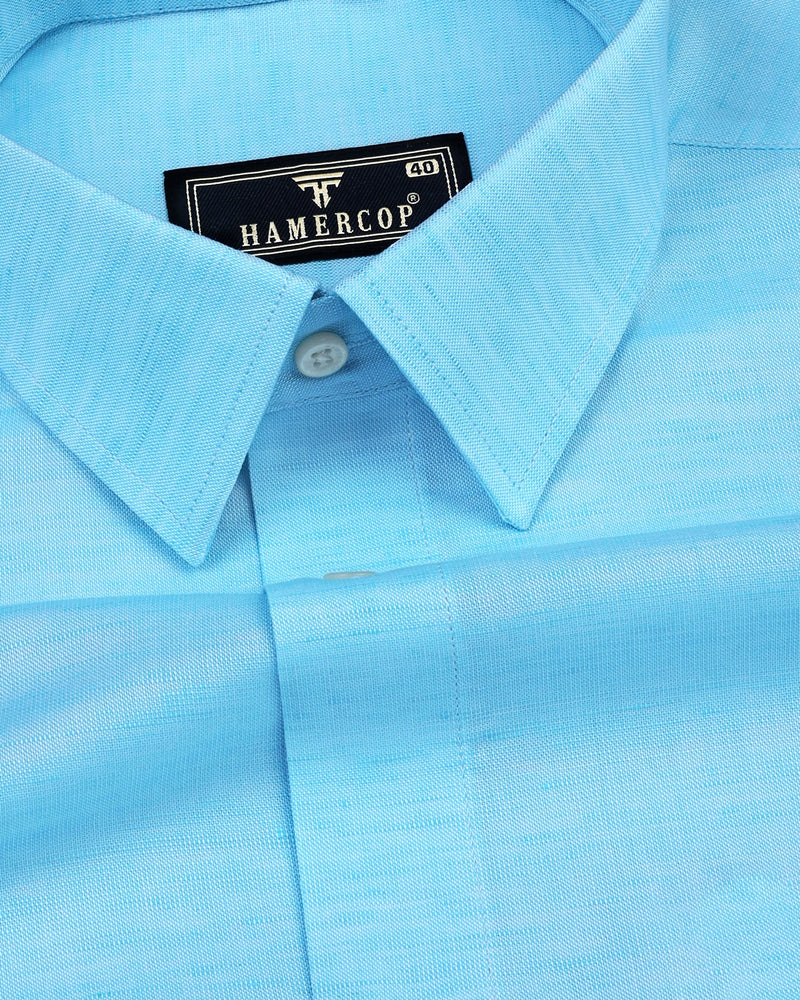 Osaka Aquablue Luxurious Linen Cotton Formal Shirt Hamercop Osaka Aquablue Luxurious Linen Cotton Formal Shirt Hamercop
