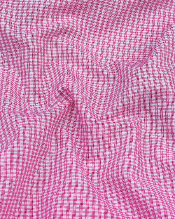 Ultra Pink With White Small Check Cotton Shirt