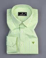 Pear Green Geometrical Dobby Printed Cotton Shirt
