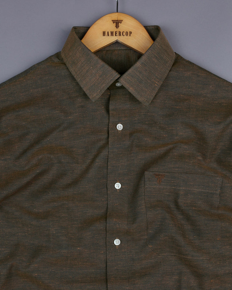Dusty Brown Two Tone Shaded Solid Linen Shirt